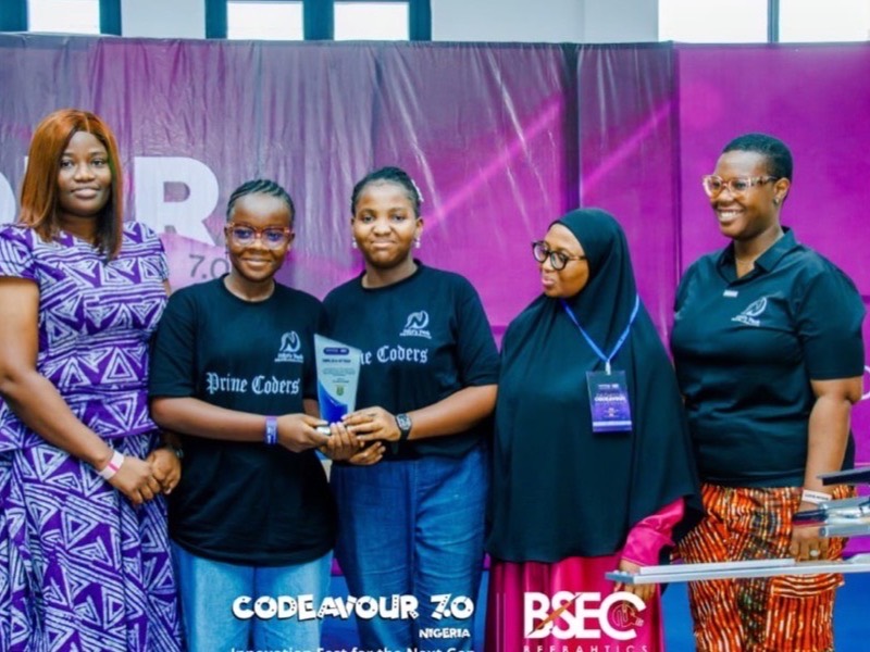 Team Prime Coders holding their award at the Codeavour 7.0 national robotics championship